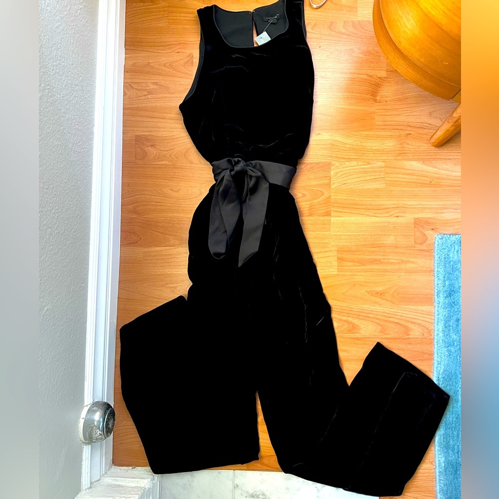 Ann Taylor black velvet jumpsuit